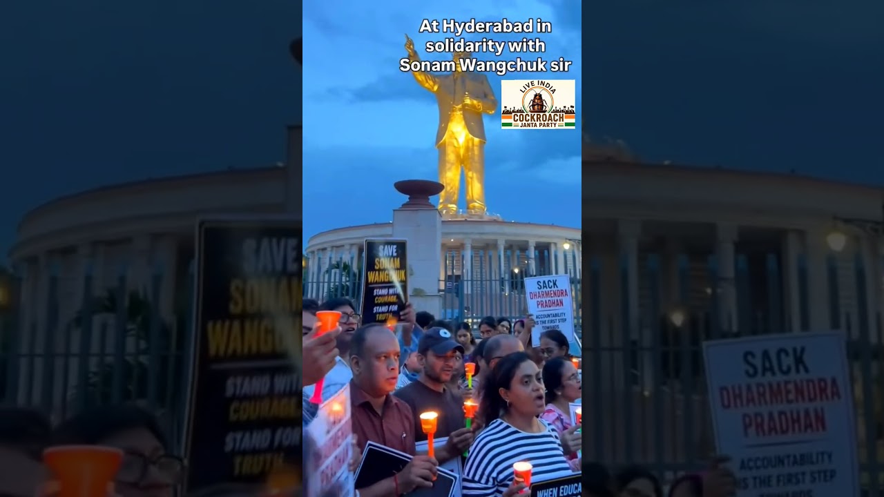 Hyderabad Erupts For Sonam Wangchuk! 🔥 Mass Protest At Dr. Ambedkar Statue Stuns Authorities!
