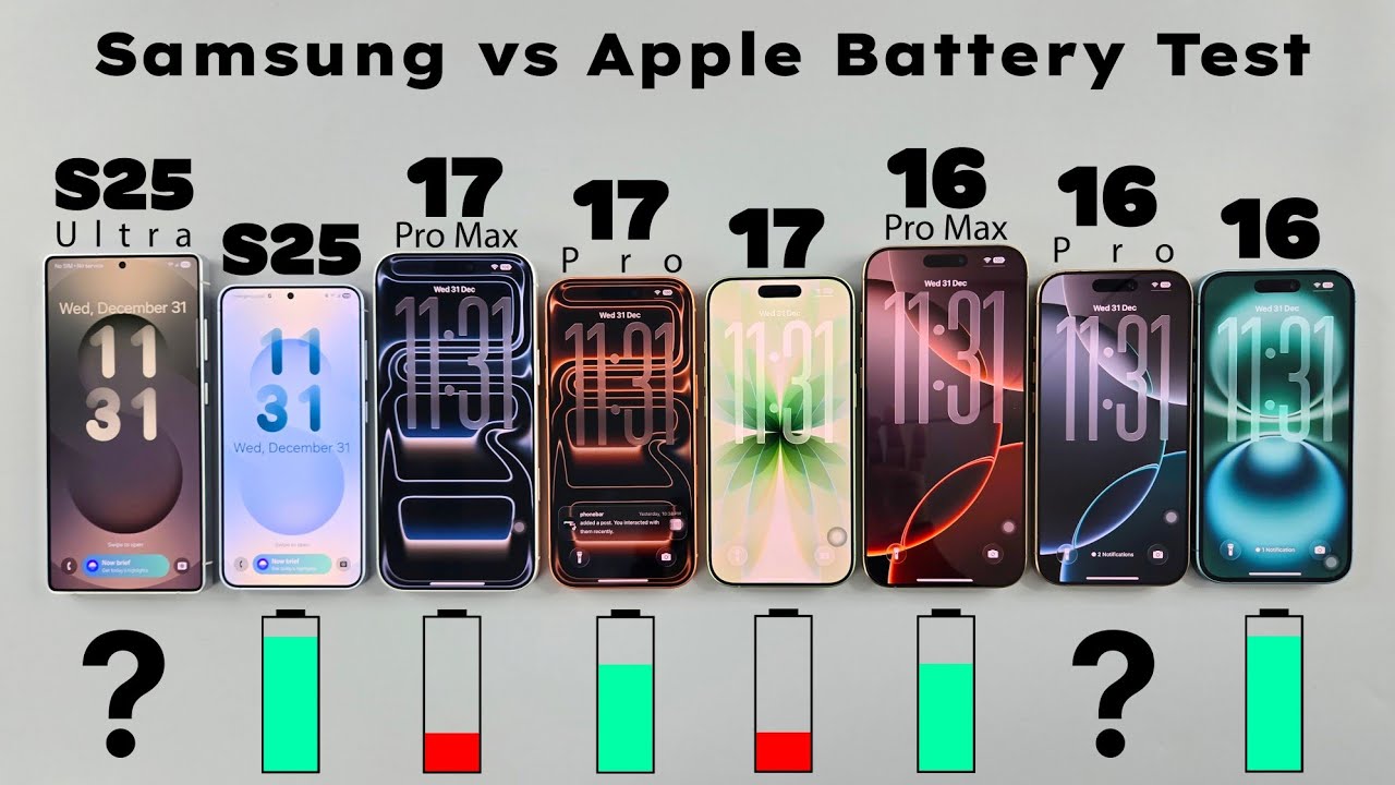 APPLE vs SAMSUNG - Real Life Battery DRAIN Test 🔋