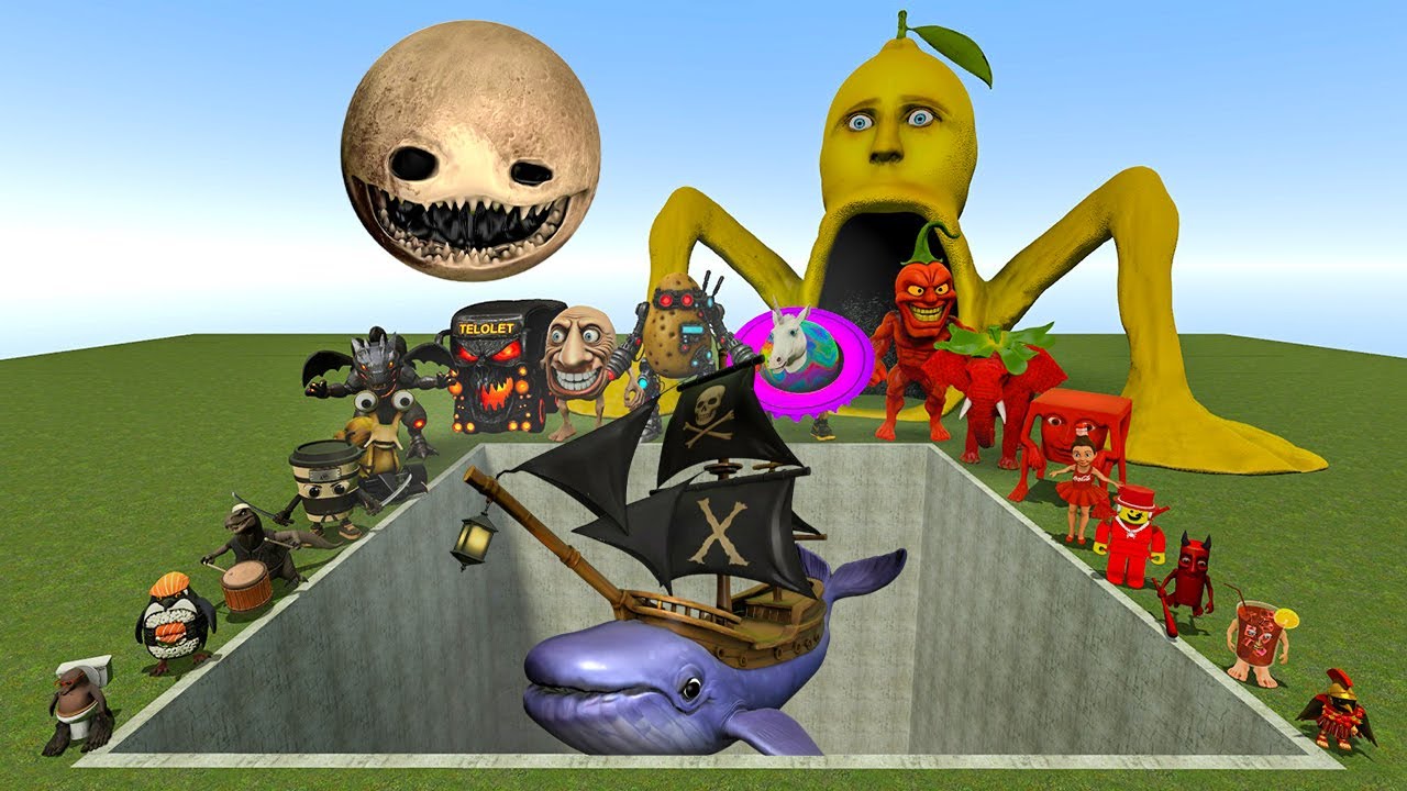 AI Brainrot Memes vs Capitano Moby Bosses in Giant Pit &ndash; Gmod Chaos