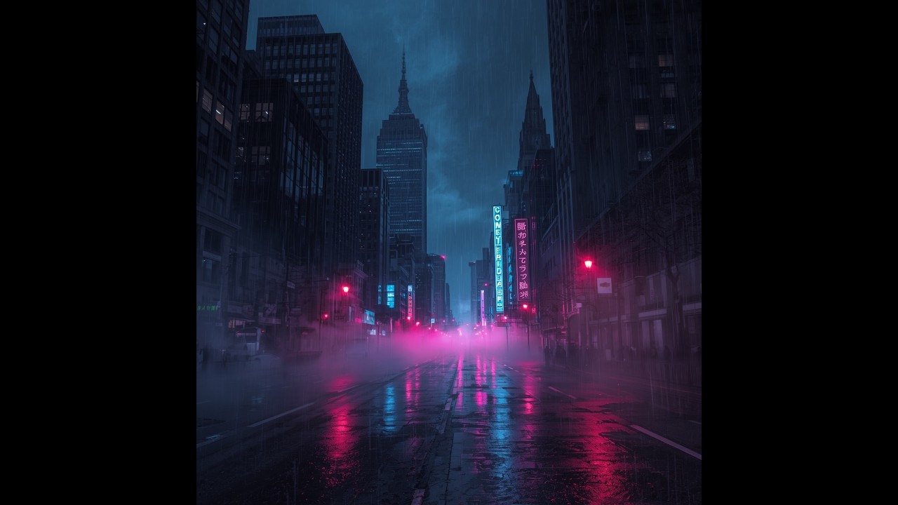 Obsidian Static - Neon Bleeds in the Rain (1 Hour) | Dark Rainy Cyberpunk Lofi