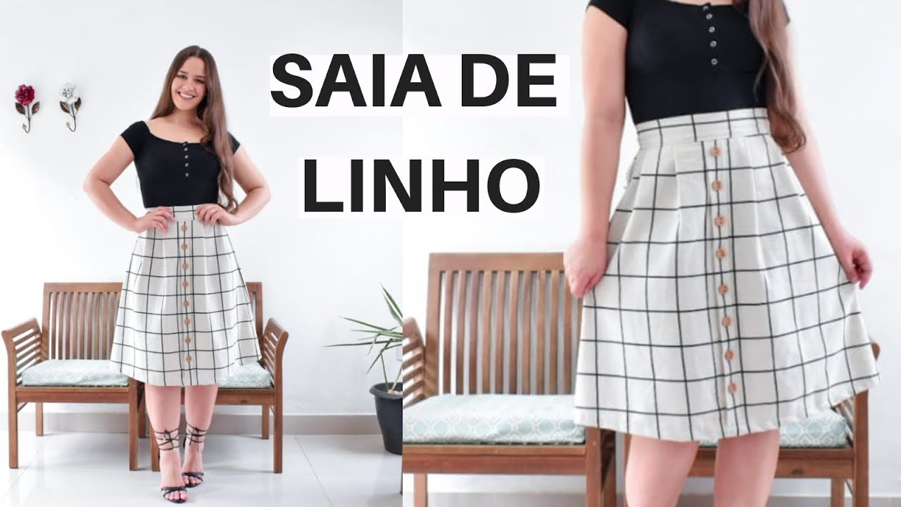 SAIA DE LINHO COM PREGAS E BOTÕES - COSTURA FÁCIL | ELLEN BORGES