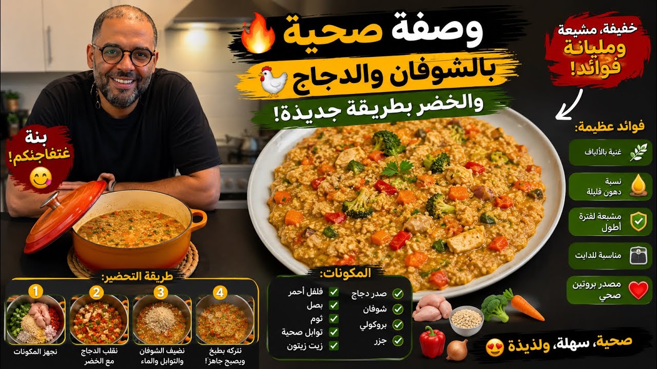وصفة صحية 🔥 بالشوفان والدجاج 🐓 والخضر 🥦🥕🫑🧅 بطريقة جديدة 😉 بنة غتفاجئكم 🤤