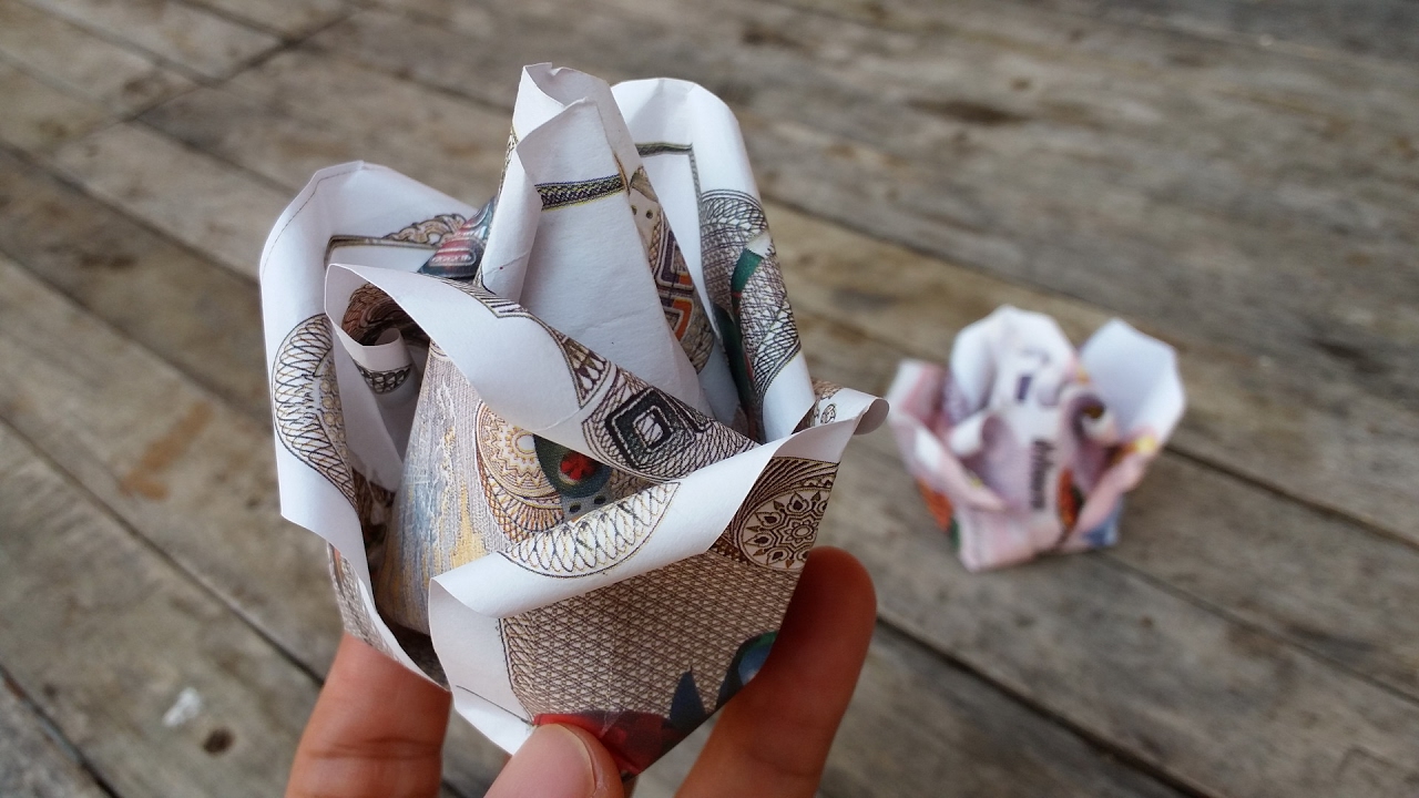 DIY деньги Origami Rose