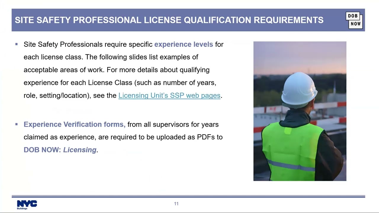 DOB NOW Licensing - Site Safety Professionals Training