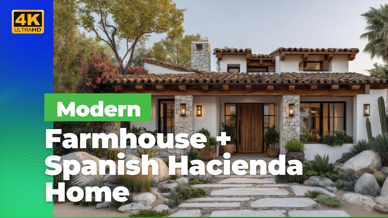 Modern Farmhouse + Spanish Hacienda Home 2025 | Rustic Courtyards & Elegant Interior Ideas