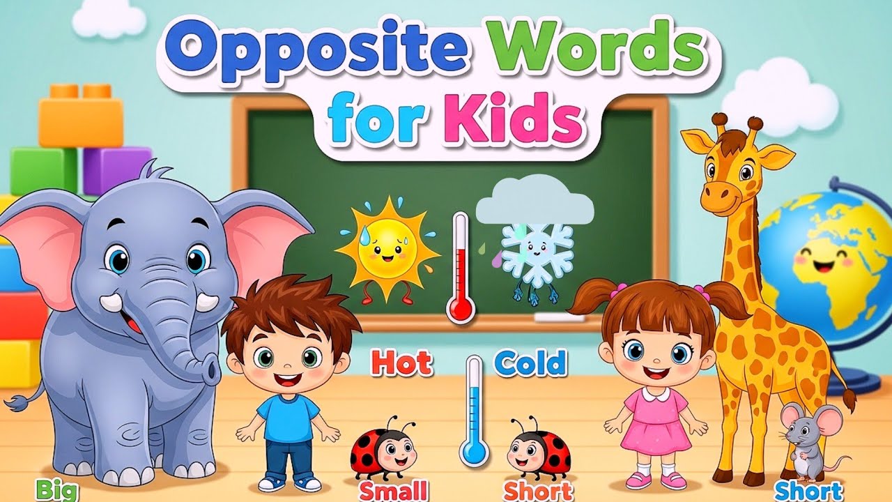 Opposite Words for Kids | Learn Antonyms in English | Basic English Vocabulary for Children 