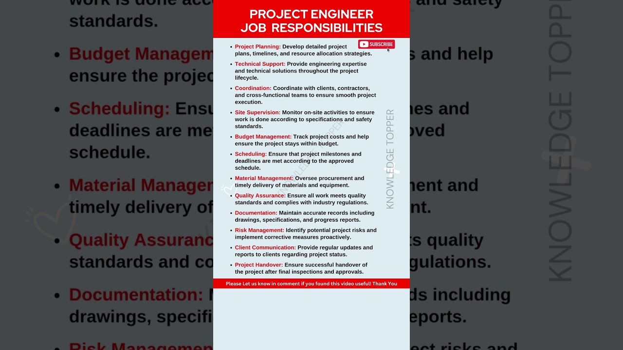 Project Engineer Responsibilities | Project Engineer Roles and Responsibilities