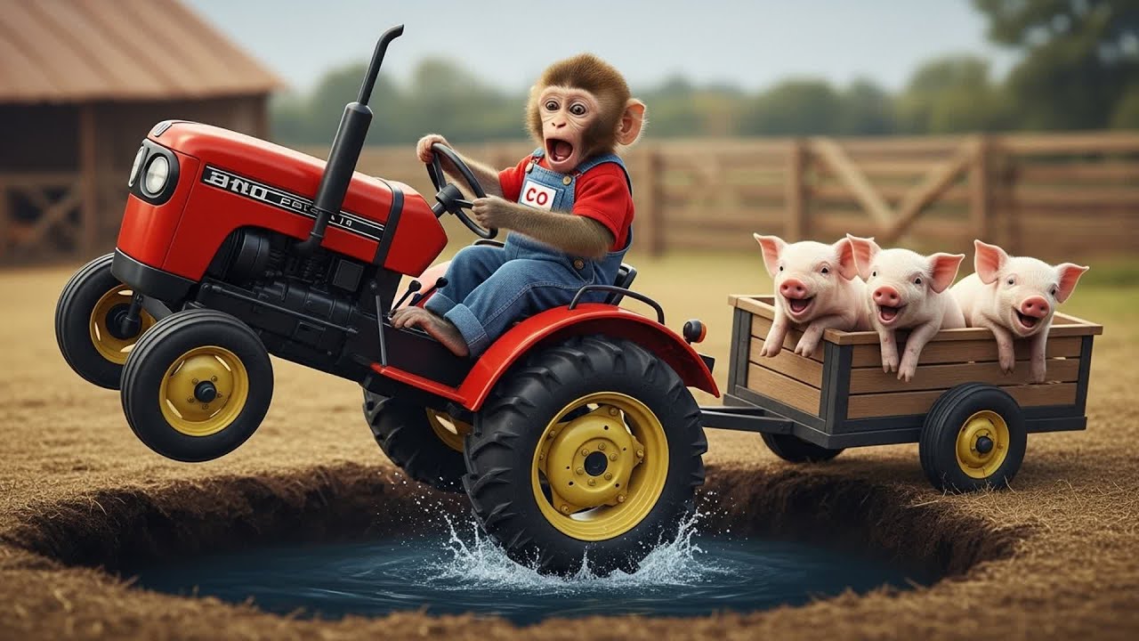 Monkey CO Drives the Excavator to Rescue Piglets from a Sinkhole 🐒🚜🐖| CO RESCUE TEAM