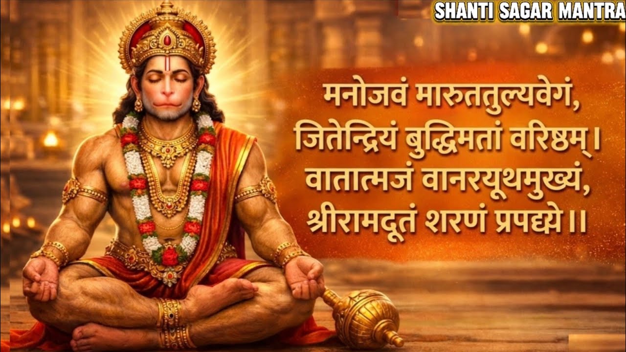 मनोजवं मारुततुल्यवेगं | Powerful Hanuman Mantra Chanting 🔔 | श्रीरामदूत स्तोत्र 🙏| Manojavam Maaruta