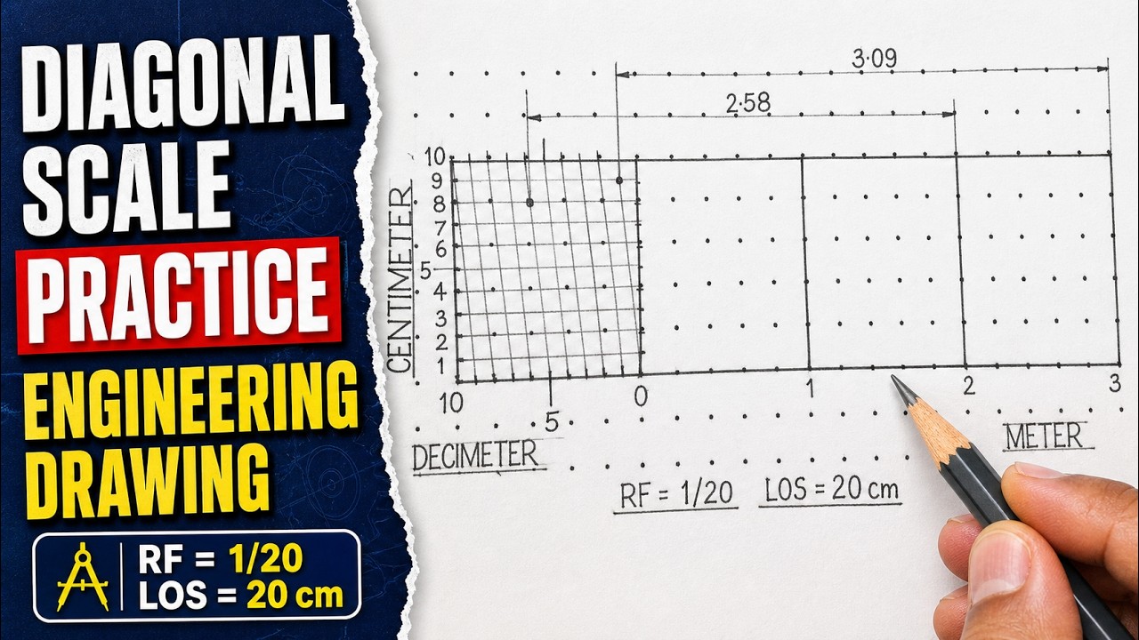 diagonal scale engineering drawing | scales in engineering drawing | Practice | Engineering Drawing