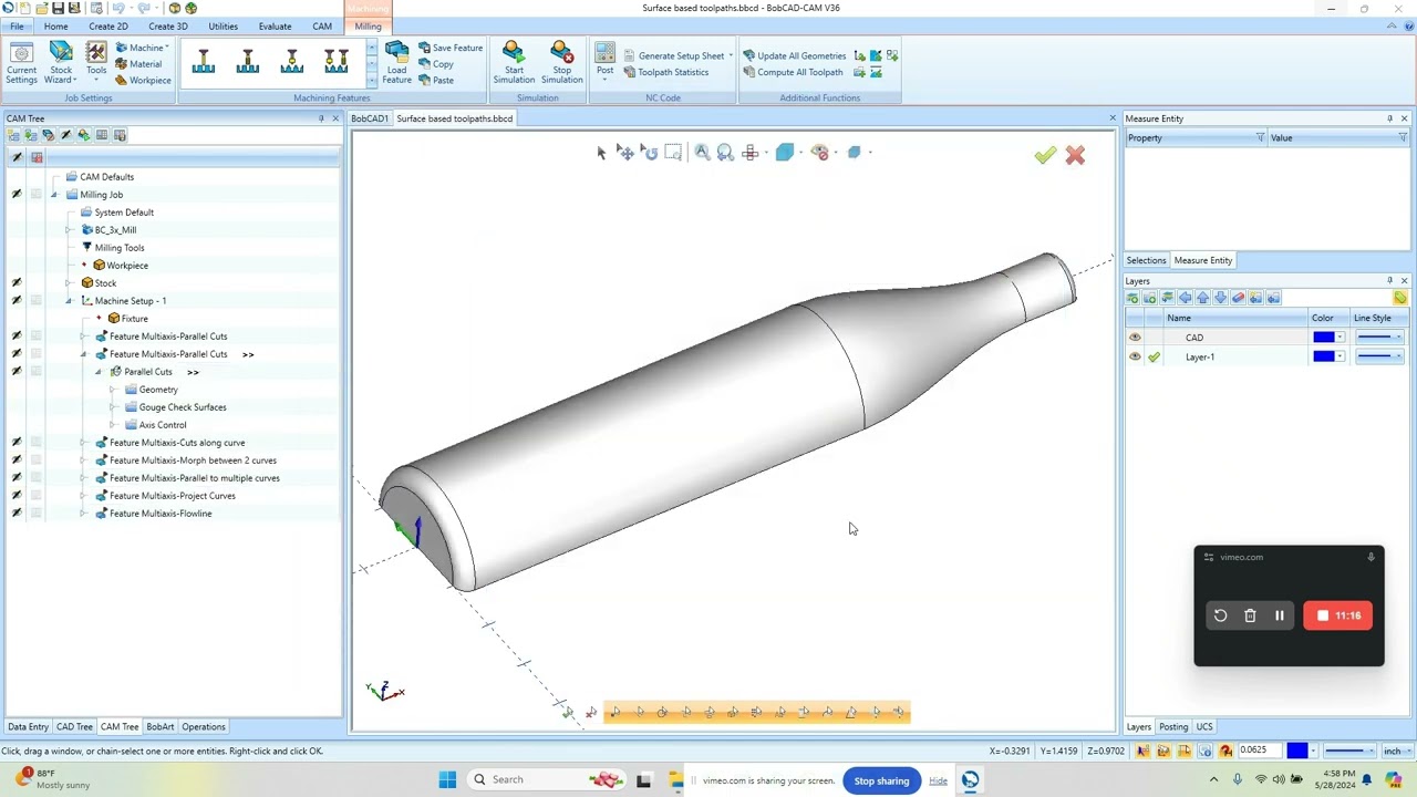 BobCAD CAM V36 Surface Based Toolpaths Part 1
