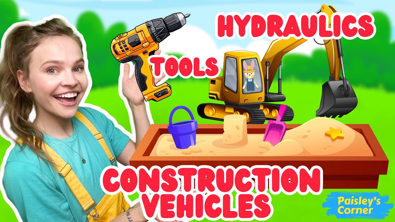 Build a Sandbox with Silly Ms Lily - Vehicles, Tools & Hydraulics | Best Toddler Learning Videos