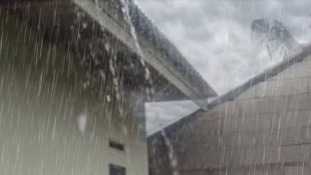 heavy rain and storm in a beautiful green village to sleep and relax🌧️....