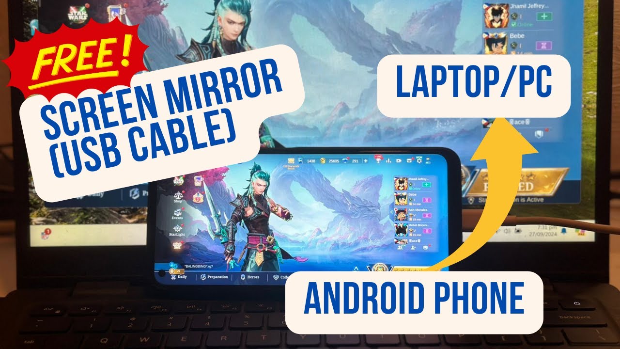 How to CAST / MIRROR YOUR ANDROID PHONE TO LAPTOP/PC (via USB CABLE) | With AUDIO