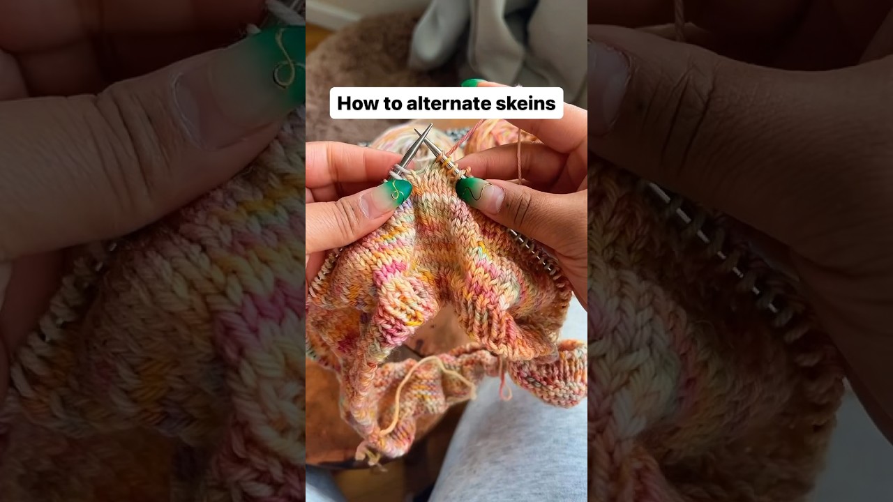 Easiest way to alternate skeins with #helixknitting | #springknitting