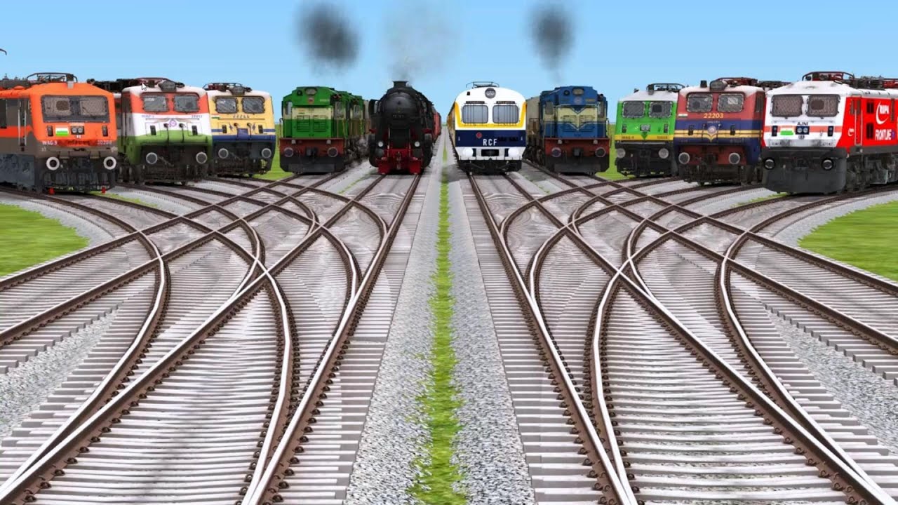 10 Rails Crossings At Forked🆘️ Branched 3D Railroad Tracks // indian railways games