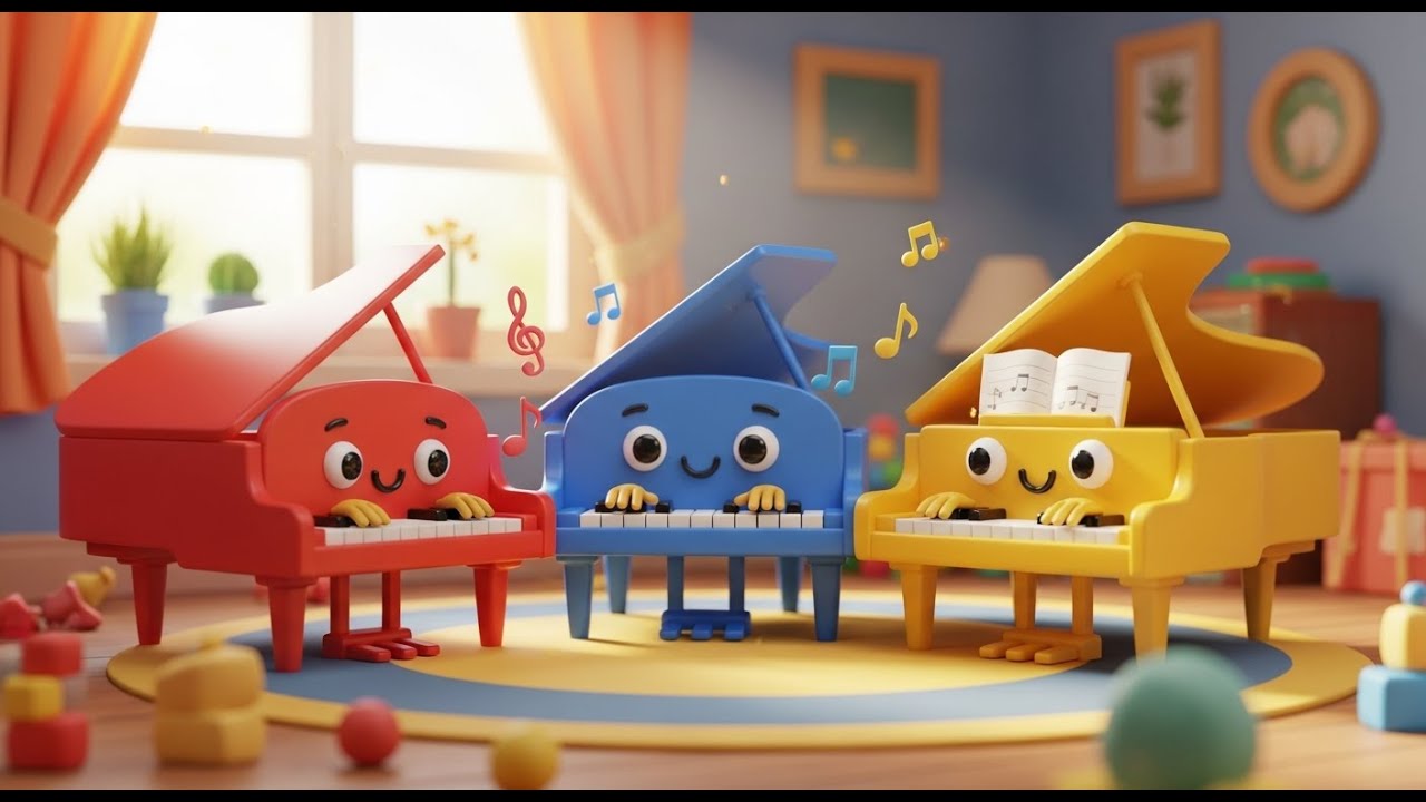 Three Little Toy Pianos Plink Plink Plink | Nursery Rhymes for Kids & Baby Songs