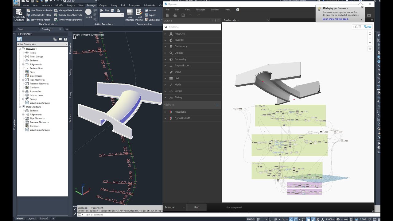 Ecoduct model with Dynamo and Civil 3D BIM