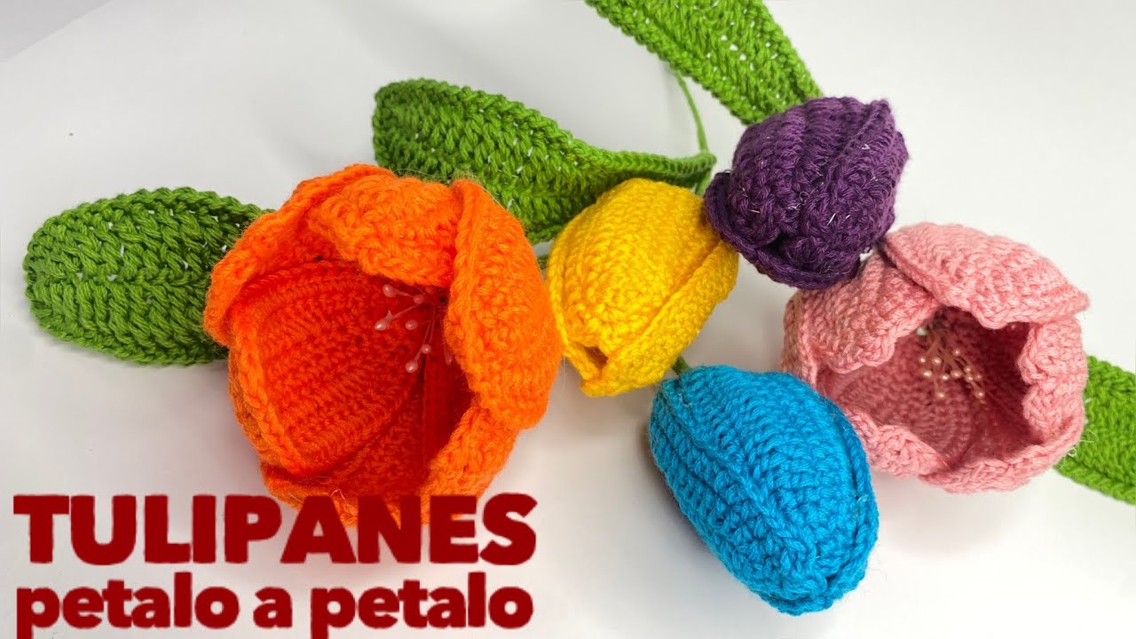 Tulipan pétalo a pétalo  crochet / tulipan ganchillo / tulip crochet / tulipán crochet