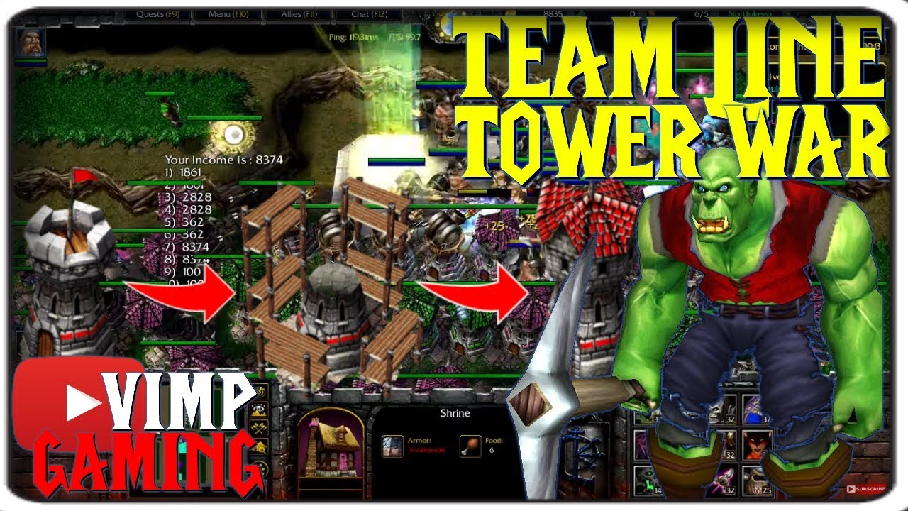 Warcraft 3 | Team Line Tower War | Too Easy