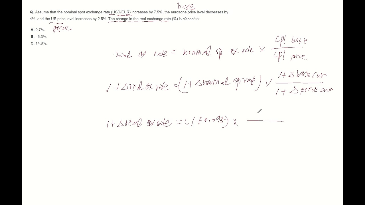 Real Exchange Rate - CFA Level1 practice question