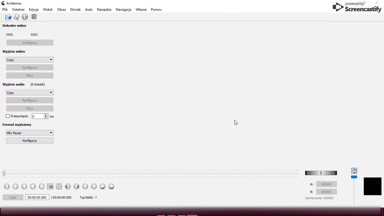 Podstawowe funkcje Avidemux 2.7.1 do obr&oacute;bki screencast&oacute;w