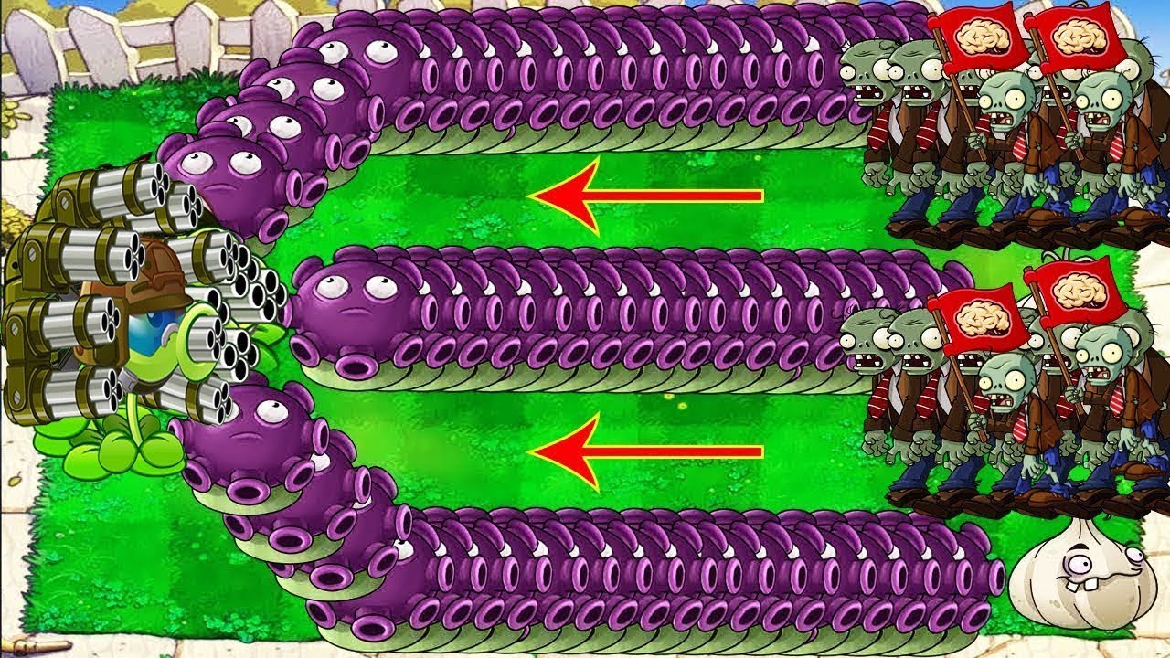 999999 Gatling Pea vs Gloom-shroom vs All Zombot Epic Hack PvZ
