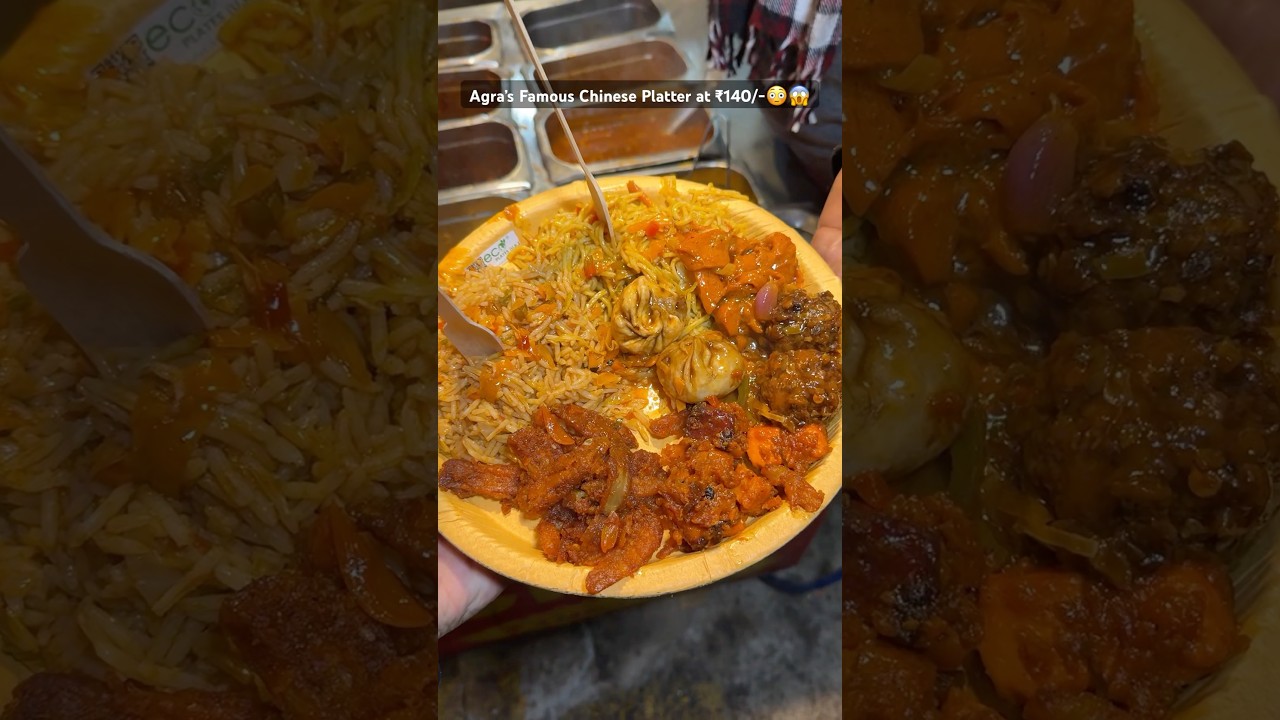 Agra&rsquo;s Famous Veg Chinese Platter🤤❤️ at ₹140/- Only #shorts #chineseplatter #indianstreetfood