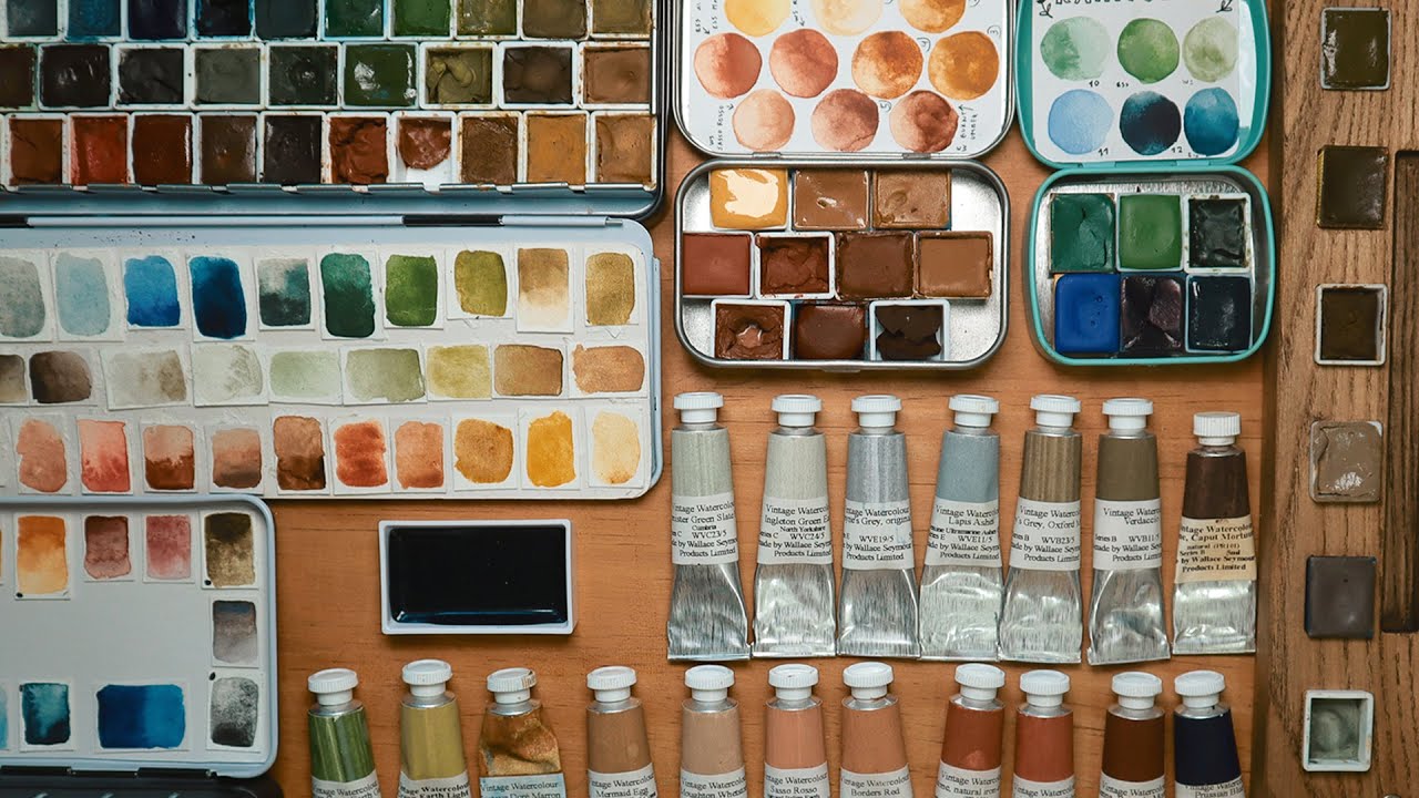 My entire watercolour collection + swatching new paint colours 🎨