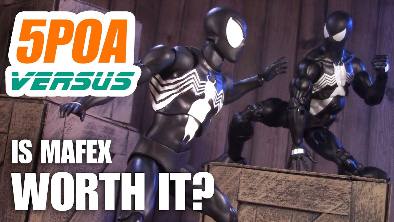 Обзор фигурки MAFEX против MARVEL LEGENDS! Medicom 147 Black Suit Spider-Man vs Retro Card Symbio...
