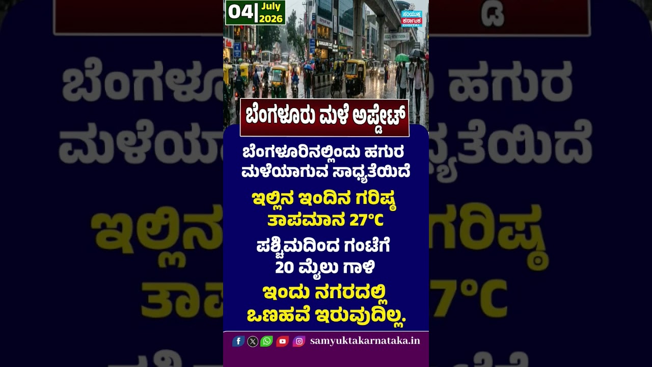 Bengaluru Weather Update! Light Rain Likely Across the City Today; Light Showers & Cool Weather | SK