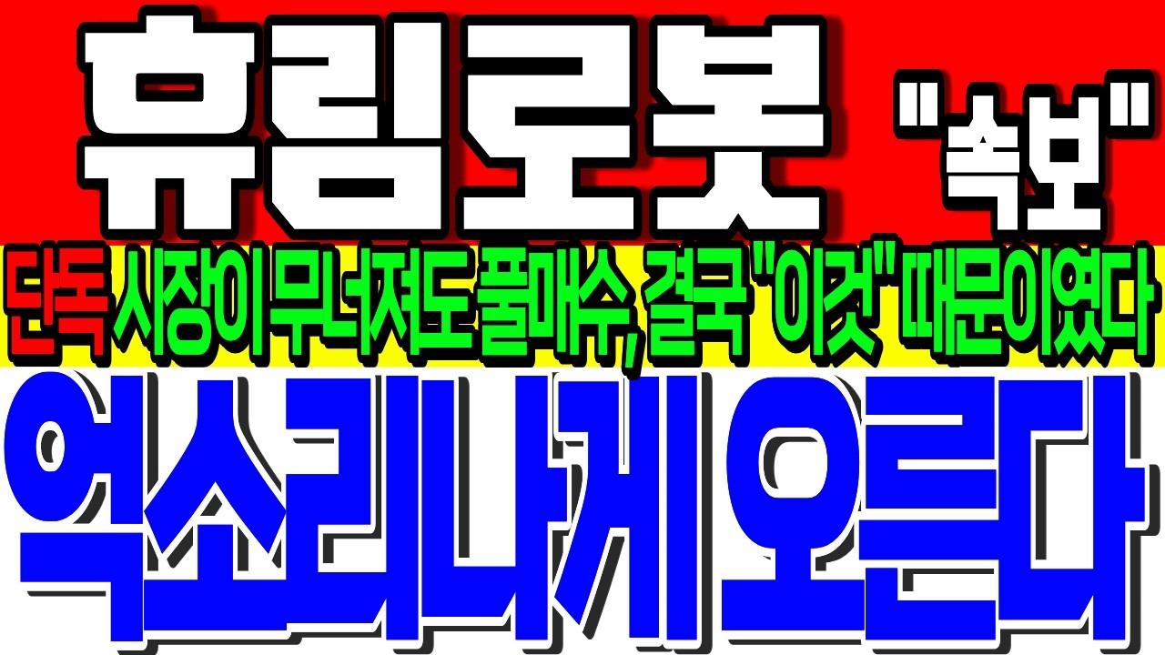 [휴림로봇 주가전망] 🚨억소리나게 오른다!🚨바닥 구간 프로그램 400만주 
