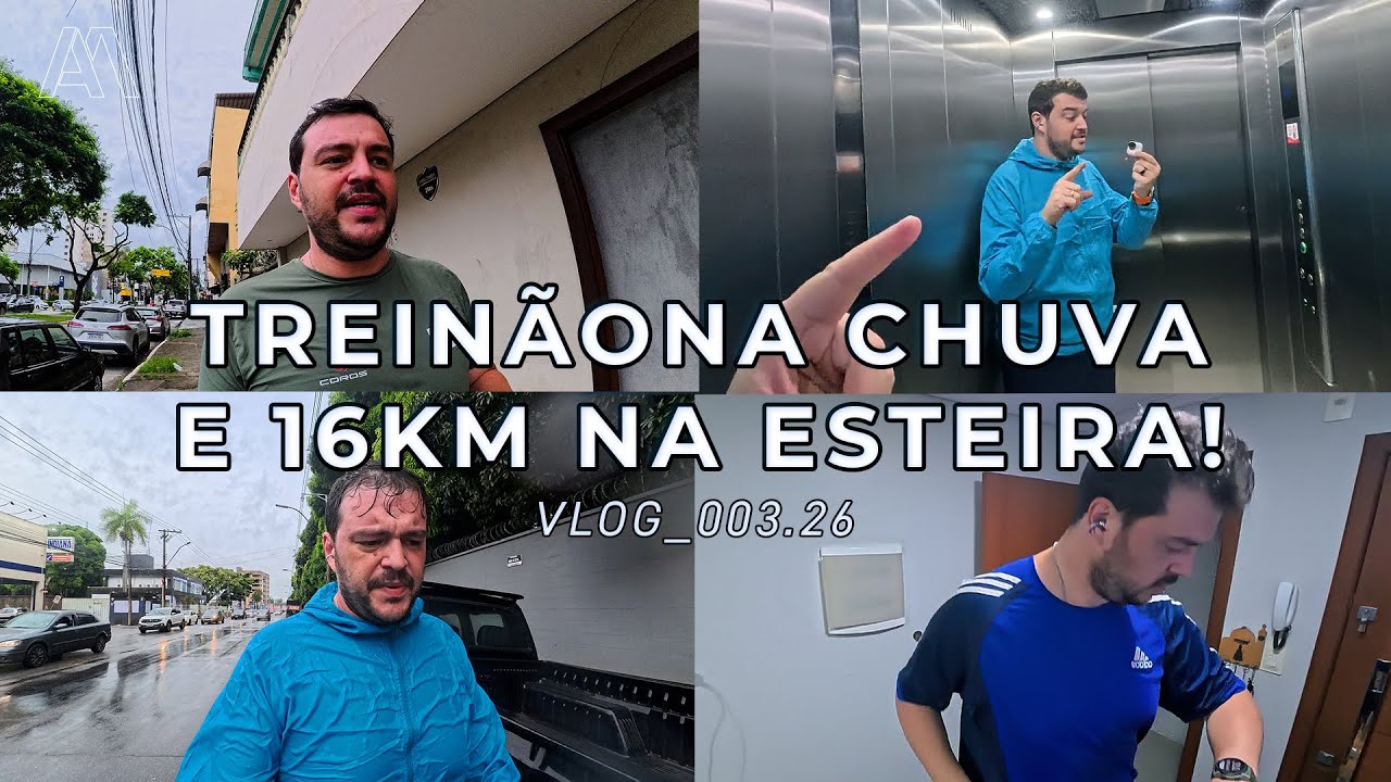 TREINO NA CHUVA E 16KM NA ESTEIRA! 
