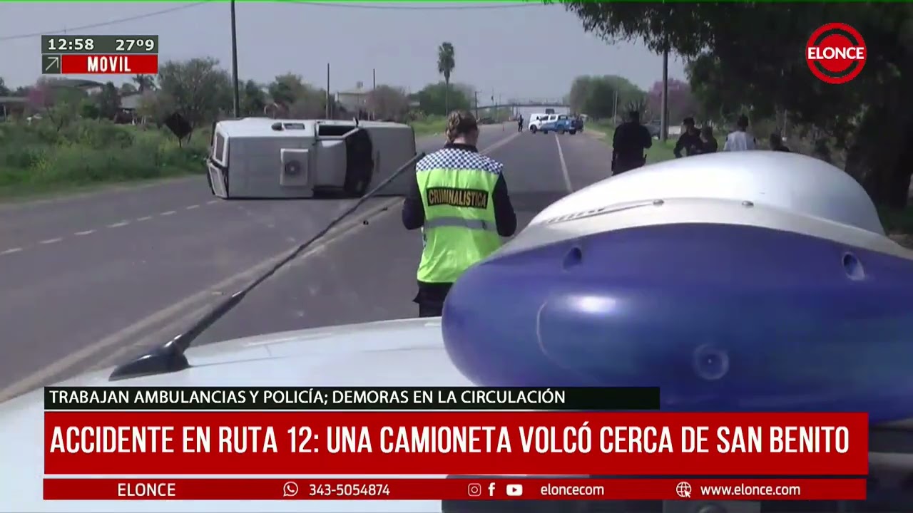 Accidente en ruta 12: una camioneta volcó cerca de san benito - 19/09/2025