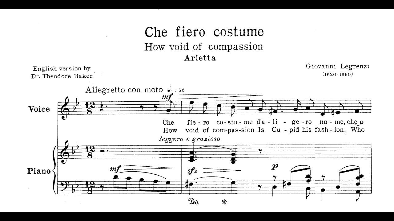 Che fiero costume (Giovanni Legrenzi) - G Minor Piano Accompaniment - Karaoke