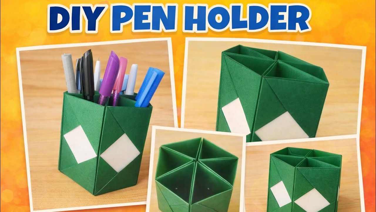 Easy paper pen holder #craft #viral 