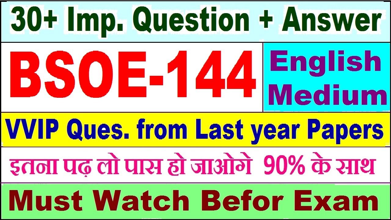 BSOE 144 important questions with answer in English | bsoe 144 Previous Year Question Paper