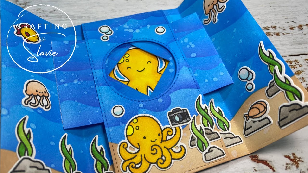 Ocean Shell-fie Underwater Shutter Card (Lawn Fawn)
