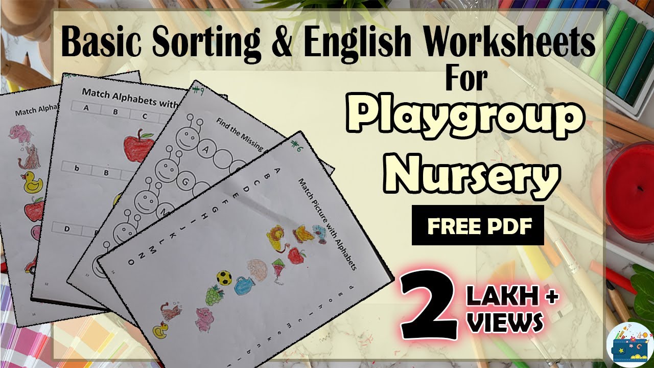 Basic Sorting & English Worksheet for Playgroup /Nursery Children's