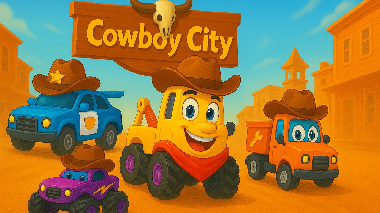 Vehicles Team Repairs Fallen Gate In Cowboy Vehicles City🚜🤠🚧 | Funny Construction Vehicles Animation