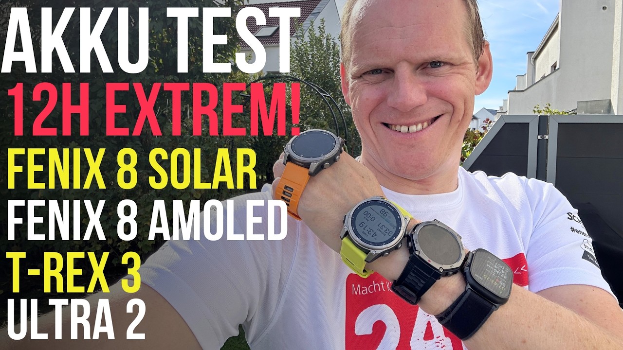 Apple Watch Ultra 2 vs. Garmin Fenix 8 vs. Amazfit T Rex 3 Akku Test Extrem