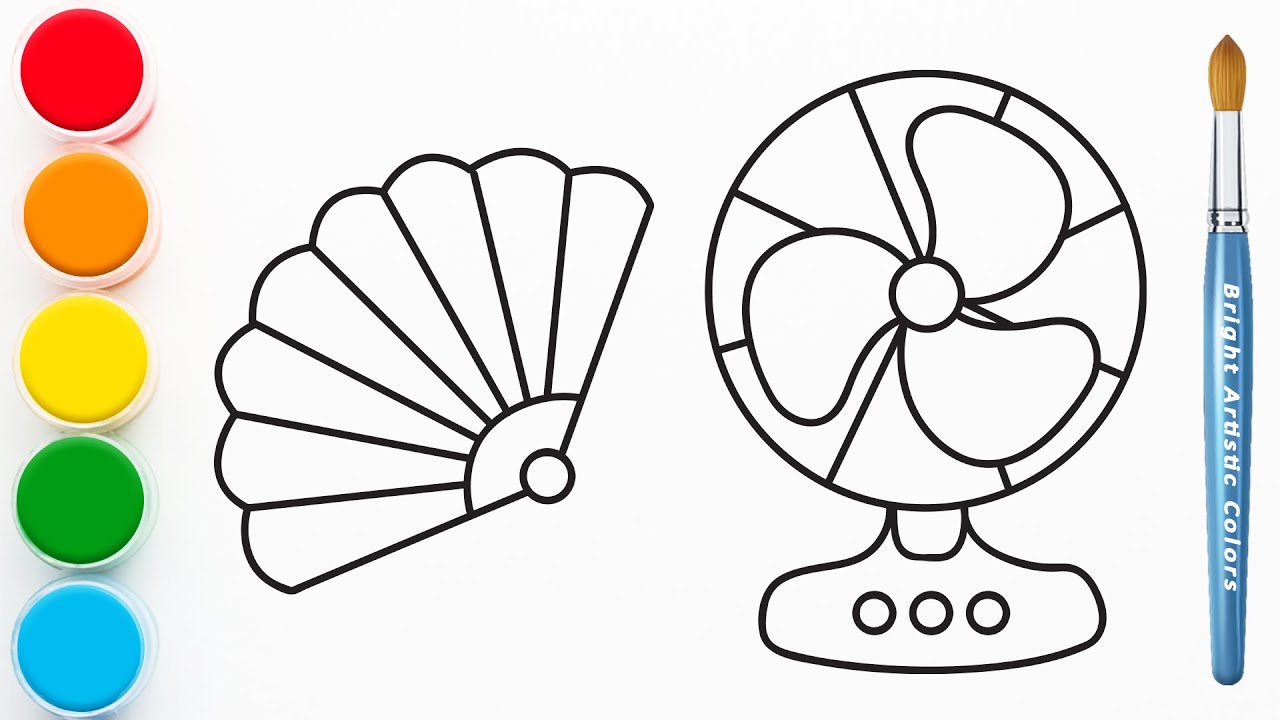 How to draw and color a hand fan and electric fan