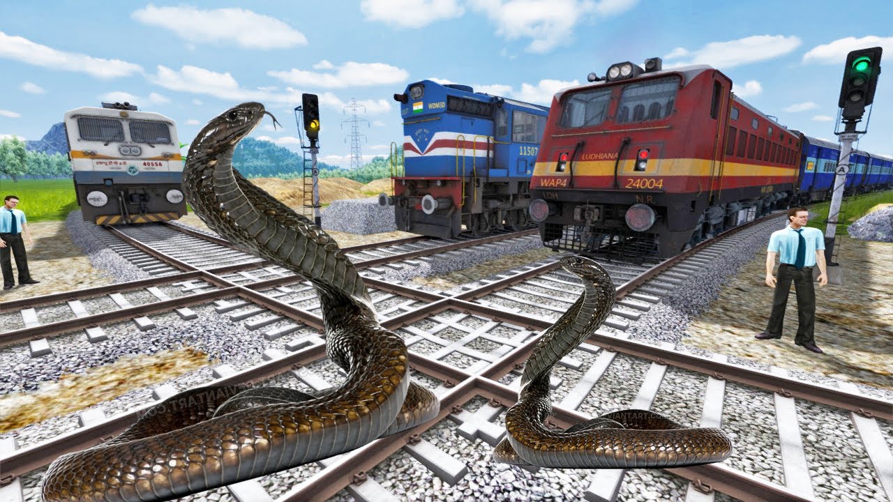 Giant SNAKE Vs Three TRAINS : Stops the Train | Train simulator