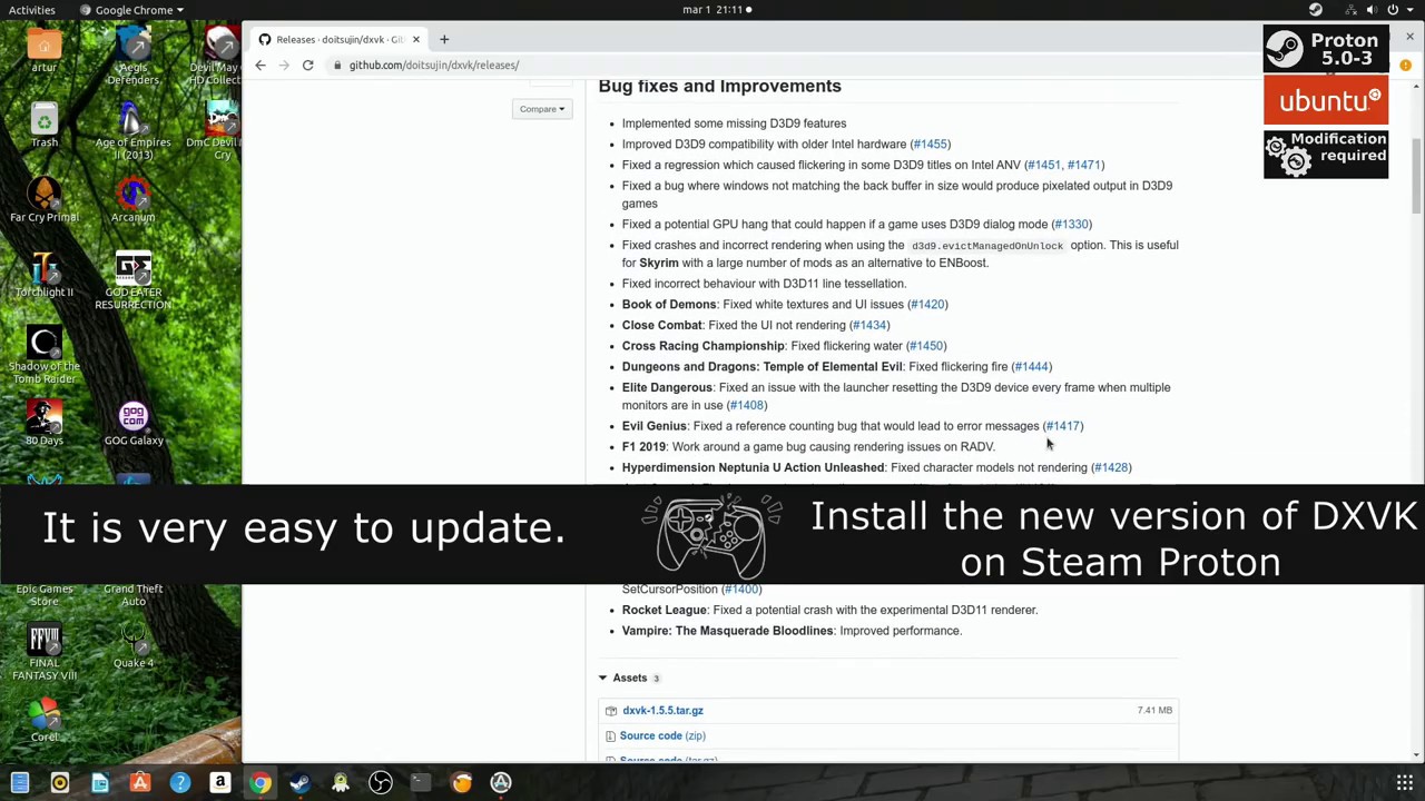 Install / Update DXVK 1.5.4 to 1.5.5 in 4 minutes on Steam Proton 5.0-3 on Ubuntu. Proton 4.11 ...