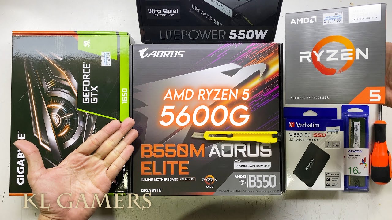 AMD Ryzen 5 5600G GIGABYTE B550M AORUS ELITE GTX1650 DarkFlash LEO Gaming PC Build