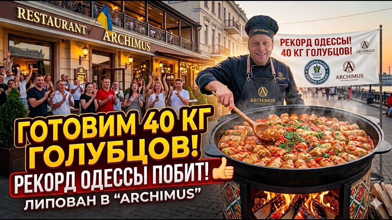 Odessa record: 40 kg of cabbage rolls in a cauldron. Sold like hotcakes! Arkhymus restaurant.