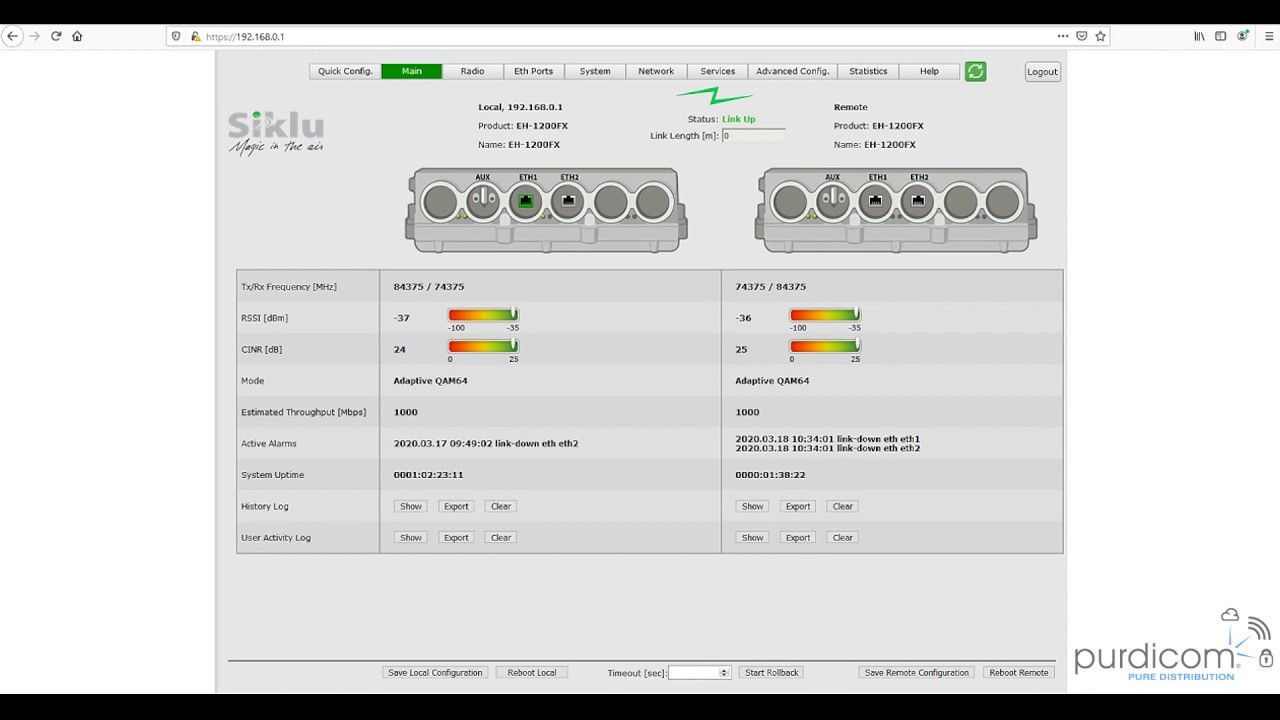 Setting Up A Siklu EH1200FX Basic Link Using The Quick Configuration Wizard