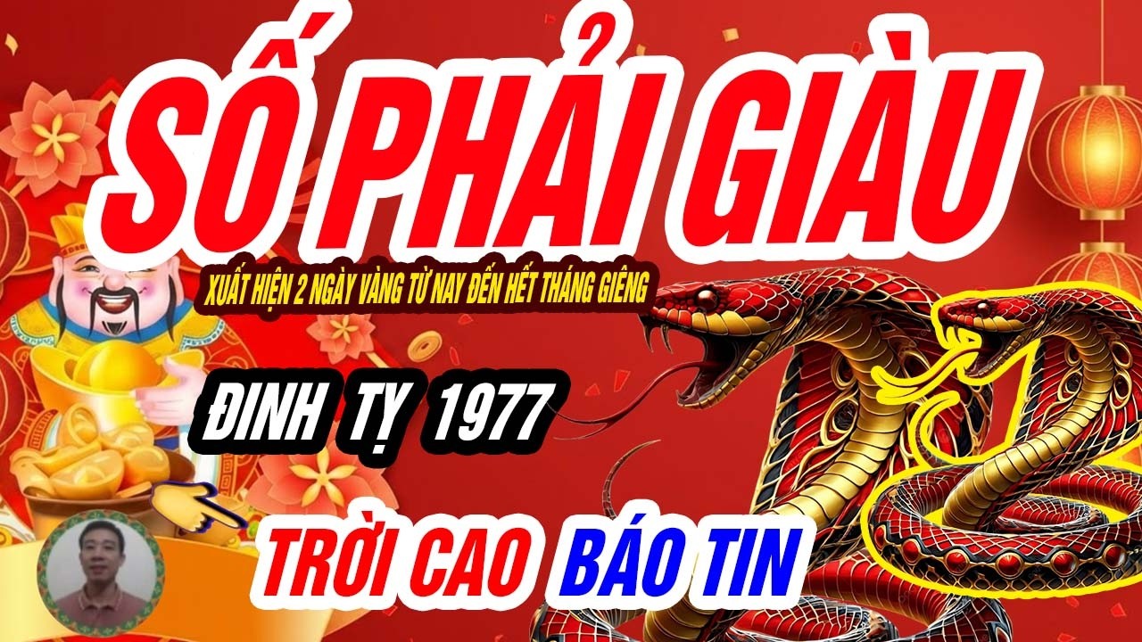 🐍 Vận May Trỗi Dậy! ĐINH TỴ 1977 Xuất Hiện 2 Ngày Vàng Đúng Từ Nay Đến Hết Tháng Giêng