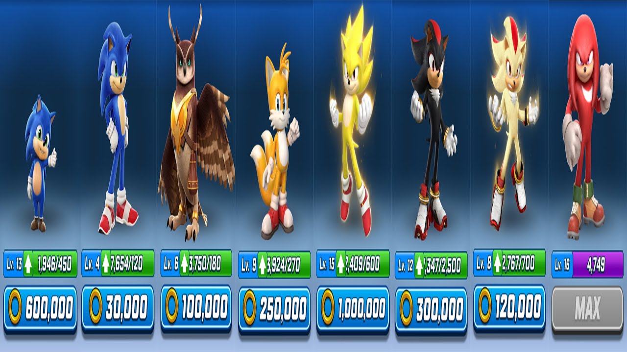 Sonic Forces Speed battle: All Movie Runners: Baby, Longclaw, Tails, Movie Super Shadow, Knuckles