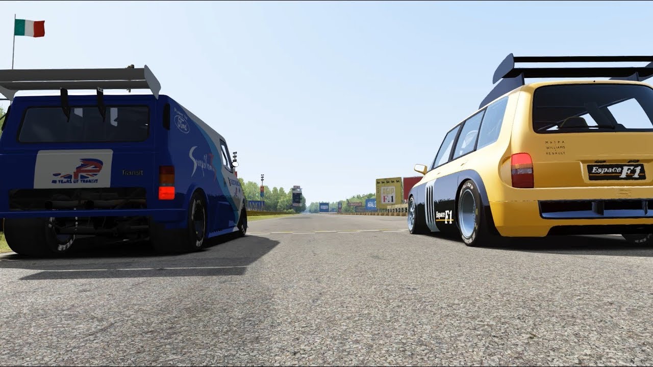 Renault Space F1 vs Ford Transit Supervan III at Monza Full Course